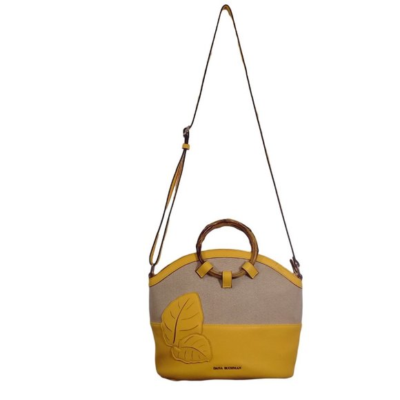 Dana Buchman Shoulder, Hand or Crossbody Bag in Yellow and Tan - Picture 5 of 14